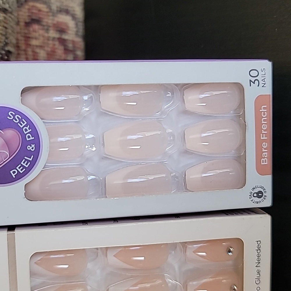 2pc imPRESS Press On Nails Medium Length French Rhinestone New In Box - Picture 3 of 5